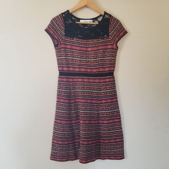 𝅺Sparrow Anthropologie Cashmere Blend Knit Intarsia Lace Mini Dress Size XS - Picture 9 of 11